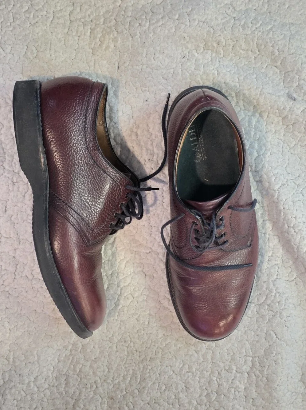 Alden 312 Burgundy Pebble Grain Leather Plain Toe Blucher Shoes Men's 10.5 C